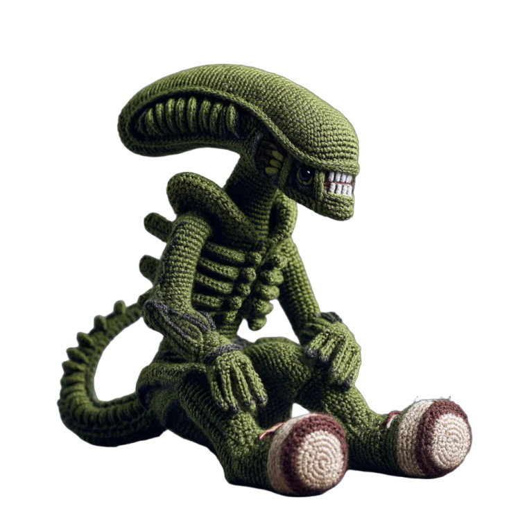 Crochet Xenomorph Vinyl Car Decal Sticker – Waterproof & UV-Resistant 3.4133333333333336"