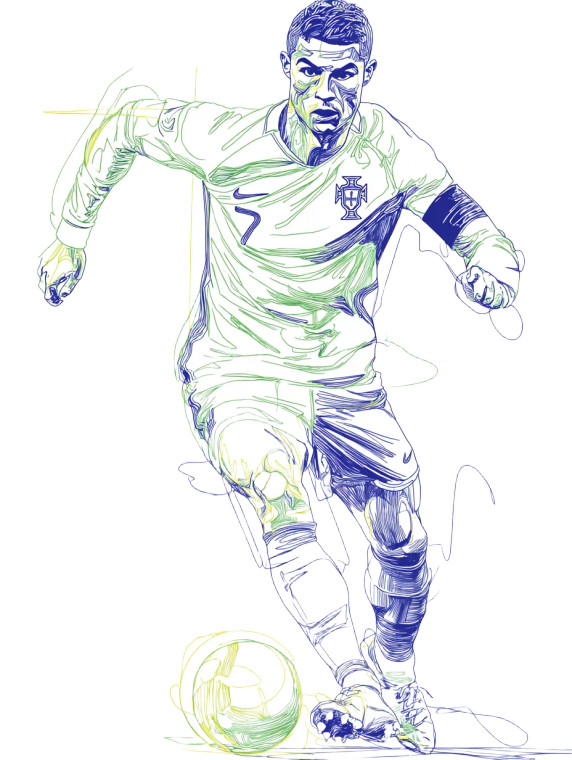 Ronaldo Line Art V2 Vinyl Car Decal Sticker – Waterproof & UV-Resistant 8.213333333333333"