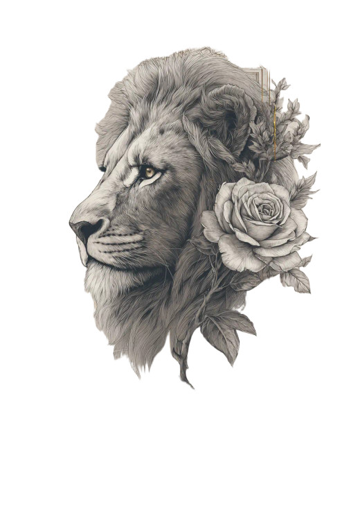 Lion And Rose Tattoo V2 Vinyl Car Decal Sticker – Waterproof & UV-Resistant 4.4