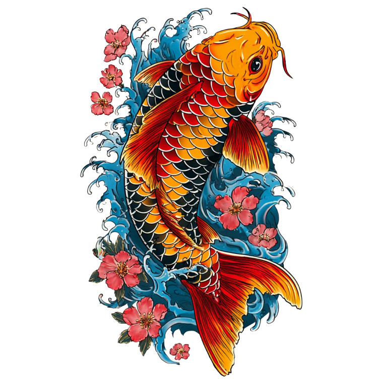 Koi Fish Tattoo V3 Vinyl Car Decal Sticker – Waterproof & UV-Resistant 6.826666666666667"
