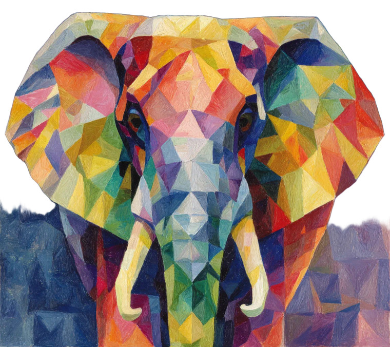 Cubist African Elephant Vinyl Car Decal Sticker – Waterproof & UV-Resistant 3.4133333333333336"