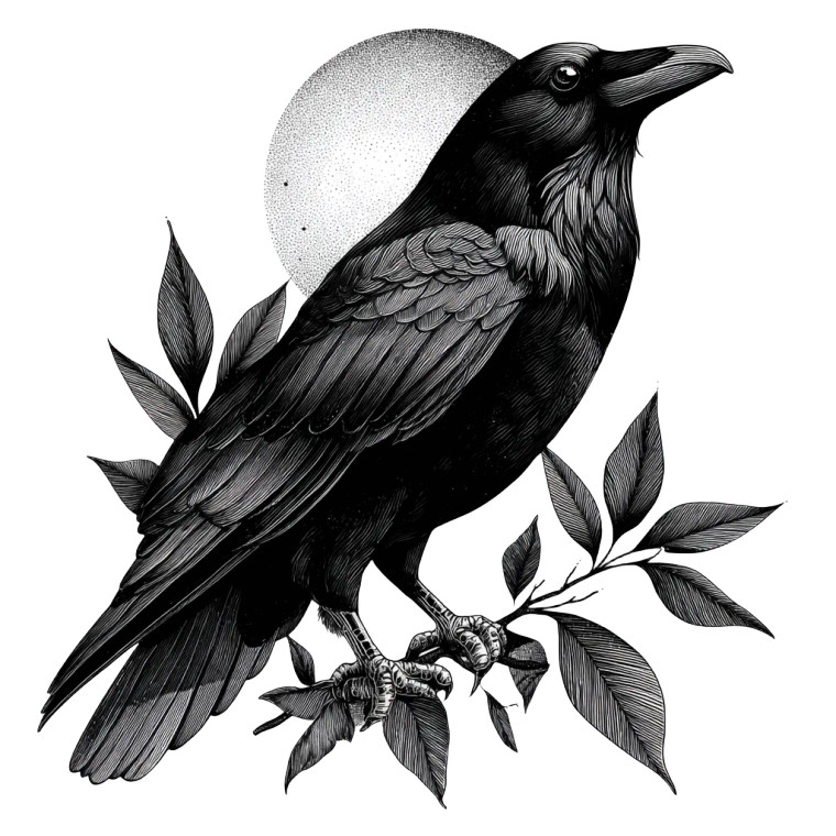 Traditional Tattoo Raven Vinyl Car Decal Sticker – Waterproof & UV-Resistant 3.4133333333333336"