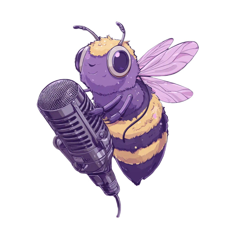 Bee With Mic Vinyl Car Decal Sticker – Waterproof & UV-Resistant 3.4133333333333336"