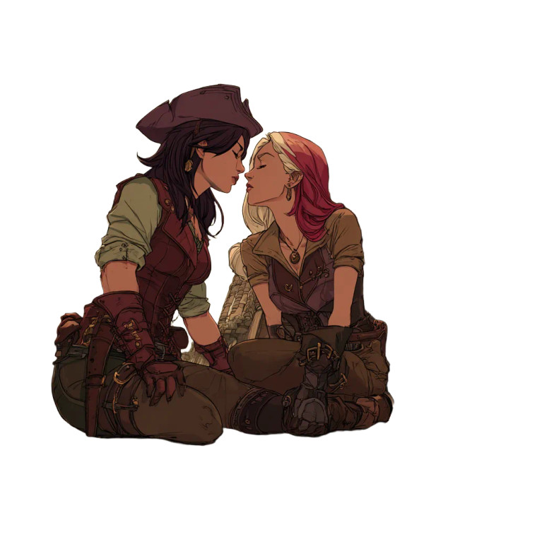 Pirates Kissing Vinyl Car Decal Sticker – Waterproof & UV-Resistant 3.4133333333333336"