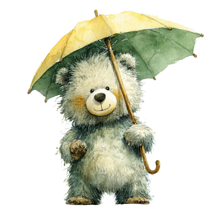 Happy Bear With Umbrella Vinyl Car Decal Sticker – Waterproof & UV-Resistant 3.4133333333333336"