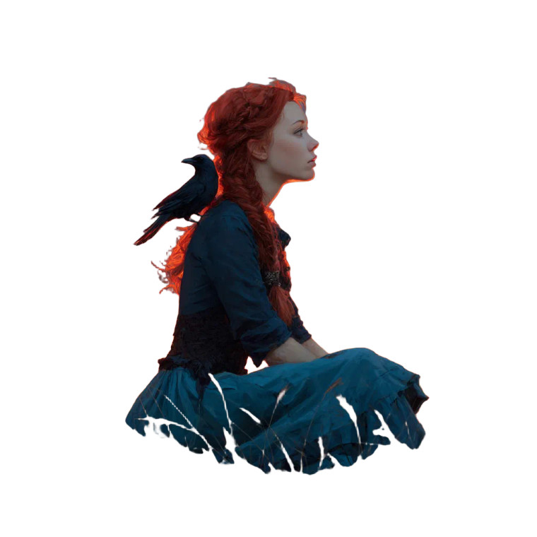 Red-Haired Woman Sunset Vinyl Car Decal Sticker – Waterproof & UV-Resistant 3.4133333333333336"