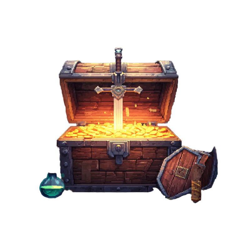 Pixel Treasure Chest Vinyl Car Decal Sticker – Waterproof & UV-Resistant 6.826666666666667"