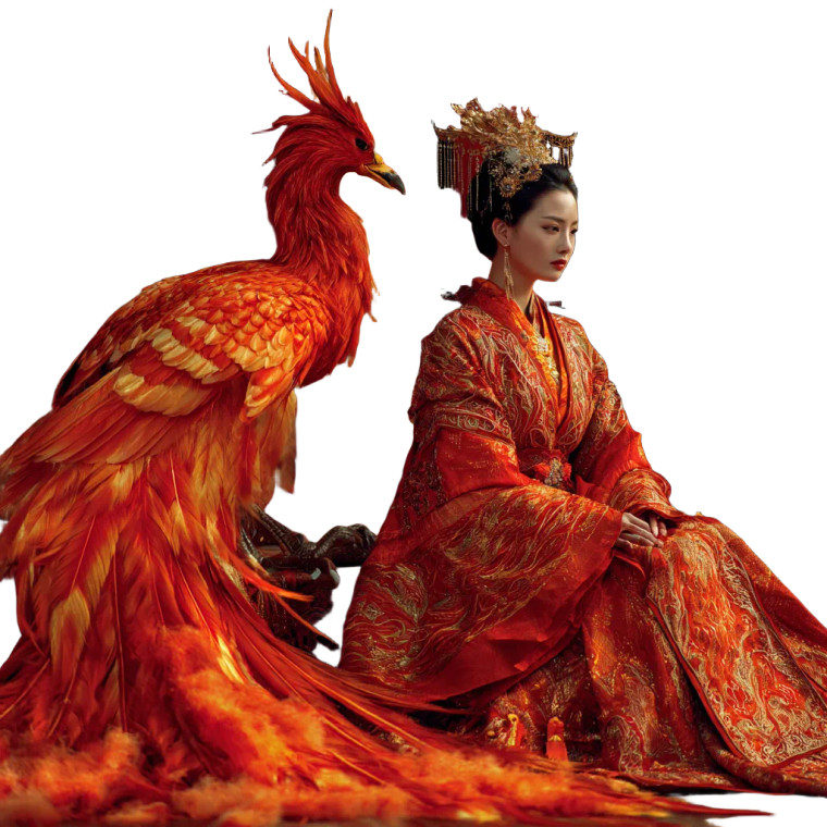 Fiery Phoenix Empress Vinyl Car Decal Sticker – Waterproof & UV-Resistant 3.4133333333333336"