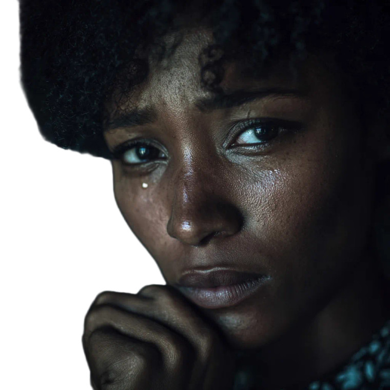 Sad Black Woman V2 Vinyl Car Decal Sticker – Waterproof & UV-Resistant 3.4133333333333336"