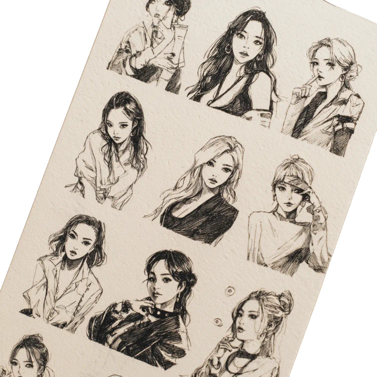 Kpop Sticker Sketch Vinyl Car Decal Sticker – Waterproof & UV-Resistant 3.4133333333333336"