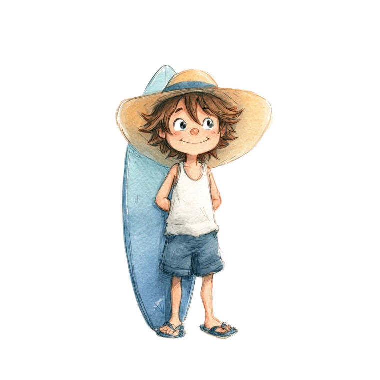 Chibi Surf Boy Vinyl Car Decal Sticker – Waterproof & UV-Resistant 3.4133333333333336"
