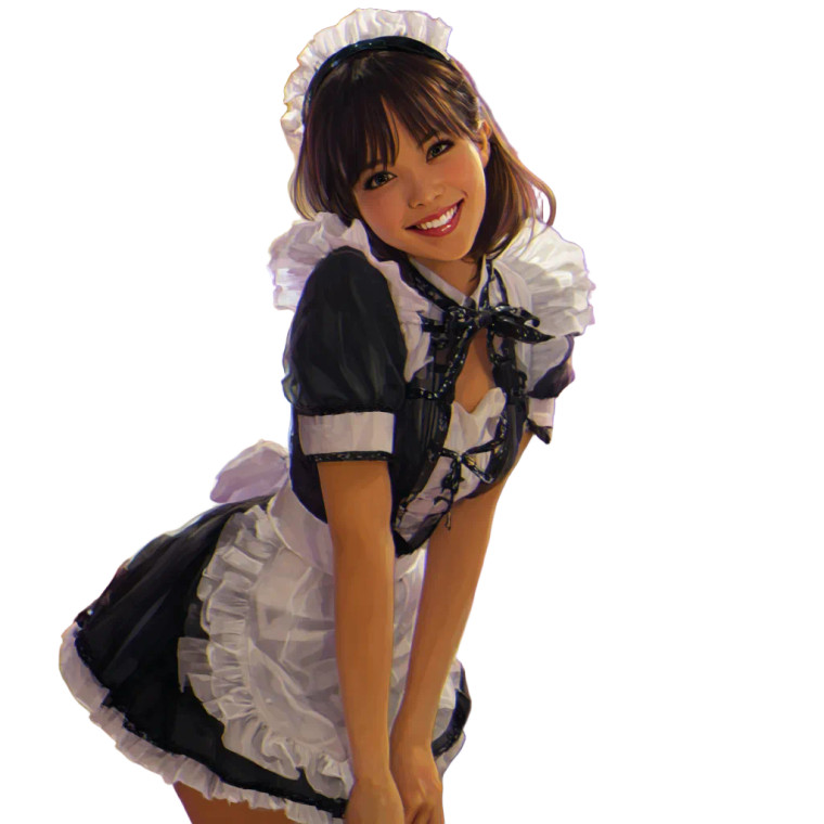 Dancing Maid Girl Vinyl Car Decal Sticker – Waterproof & UV-Resistant 3.4133333333333336"