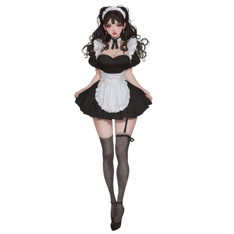 Chinese Maid Cartoon Vinyl Car Decal Sticker – Waterproof & UV-Resistant 3.4133333333333336"