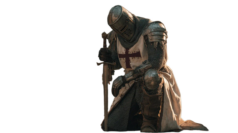 Templar In Prayer Vinyl Car Decal Sticker – Waterproof & UV-Resistant 2.72"