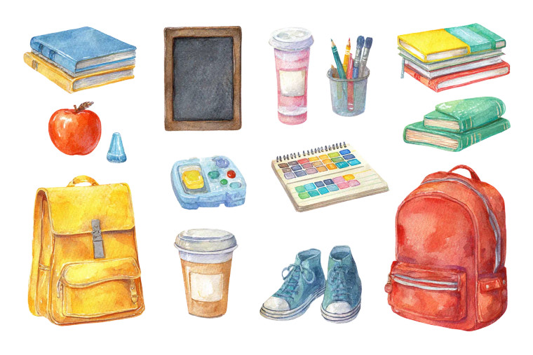 School Clipart Set Vinyl Car Decal Sticker – Waterproof & UV-Resistant 2.986666666666667"