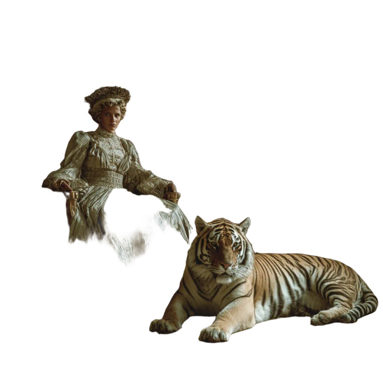 Queen And Tiger Vinyl Car Decal Sticker – Waterproof & UV-Resistant 3.4133333333333336"