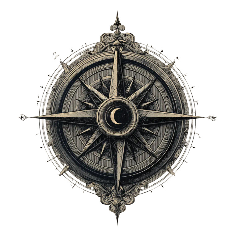 Vintage Moon Compass Vinyl Car Decal Sticker – Waterproof & UV-Resistant 6.826666666666667"