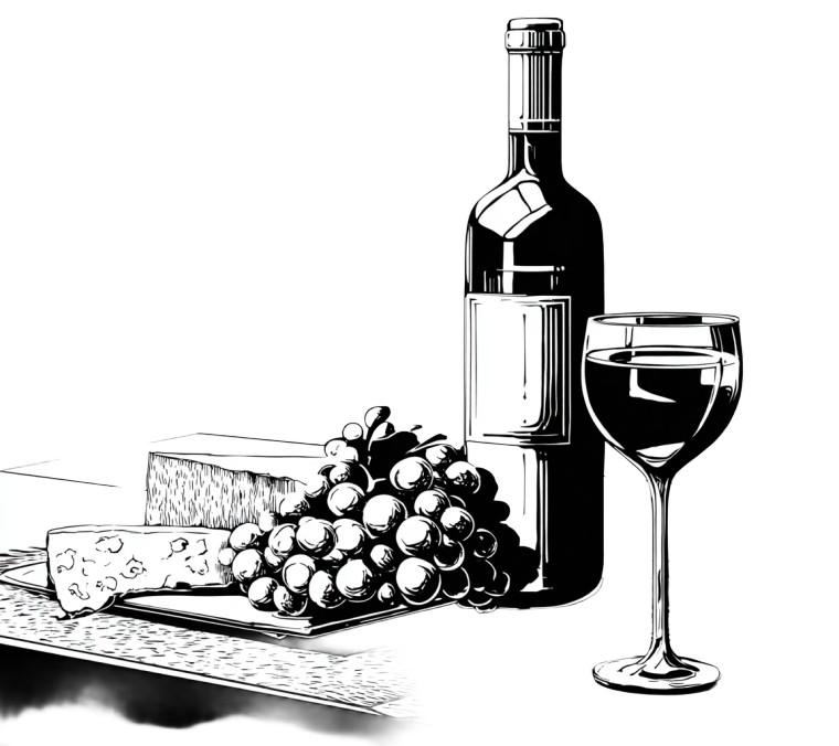 Wine And Cheese Vinyl Car Decal Sticker – Waterproof & UV-Resistant 3.4133333333333336"