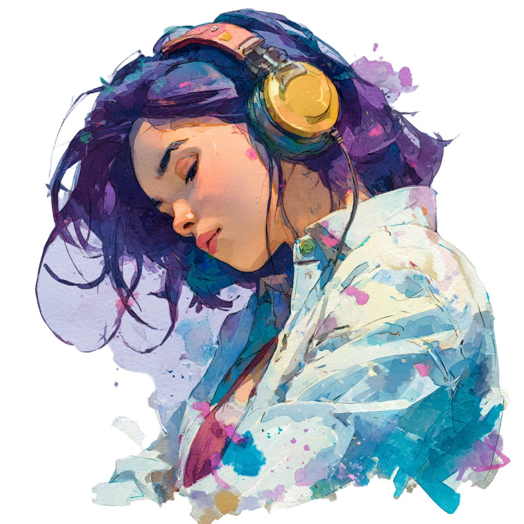 Romantic Girl Headphones Vinyl Car Decal Sticker – Waterproof & UV-Resistant 3.4133333333333336"