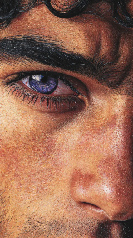 Violet-Eyed Man Vinyl Car Decal Sticker – Waterproof & UV-Resistant 9.706666666666667"
