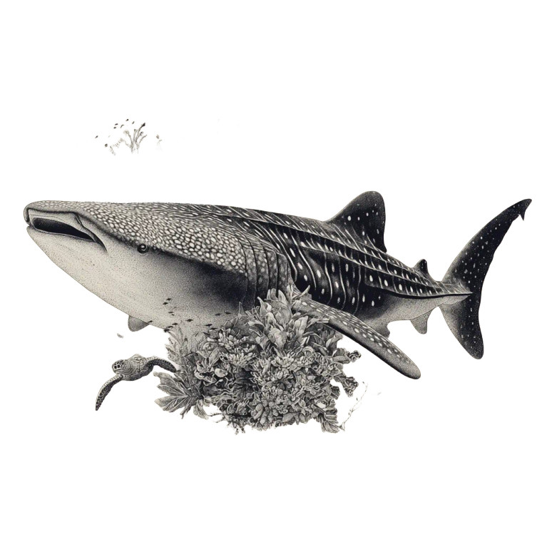 Whale Shark Sketch Vinyl Car Decal Sticker – Waterproof & UV-Resistant 6.826666666666667"