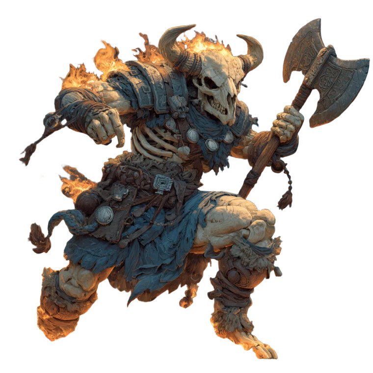 Fiery Skeletal Minotaur Vinyl Car Decal Sticker – Waterproof & UV-Resistant 3.4133333333333336"