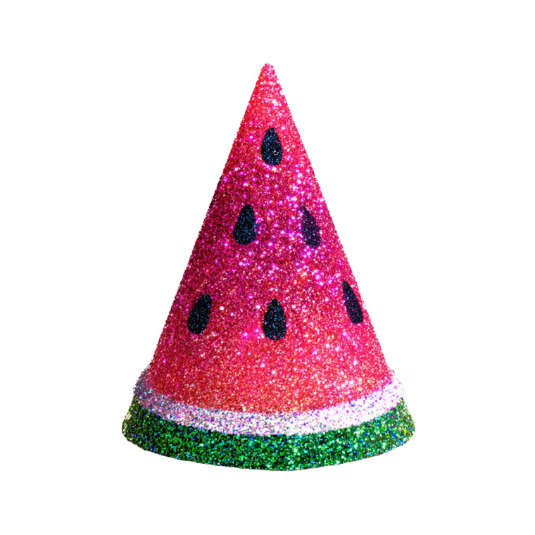 Glittery Watermelon Hat Vinyl Car Decal Sticker – Waterproof & UV-Resistant 3.4133333333333336"