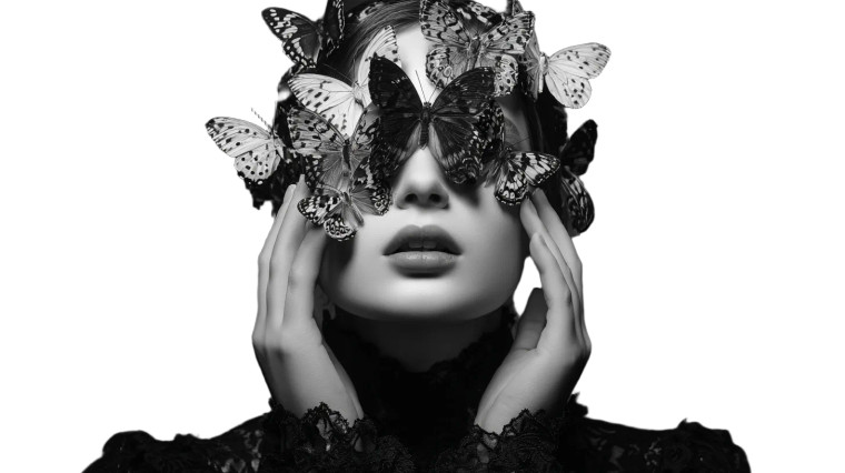 Gothic Butterfly Portrait Vinyl Car Decal Sticker – Waterproof & UV-Resistant 5.4