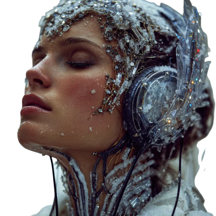 Futuristic Euphoric Woman Vinyl Car Decal Sticker – Waterproof & UV-Resistant 3.4133333333333336"