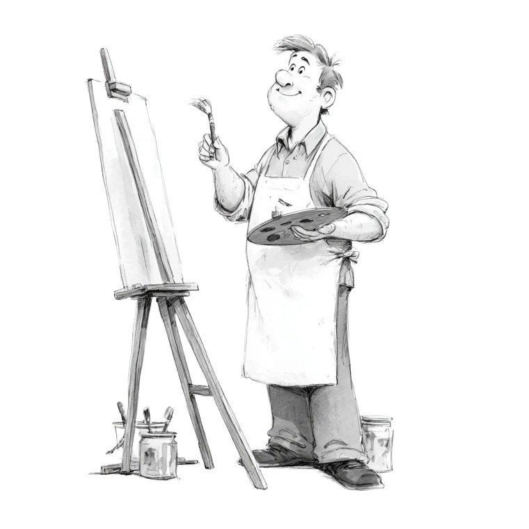 Cartoon Painter Vinyl Car Decal Sticker – Waterproof & UV-Resistant 3.4133333333333336"