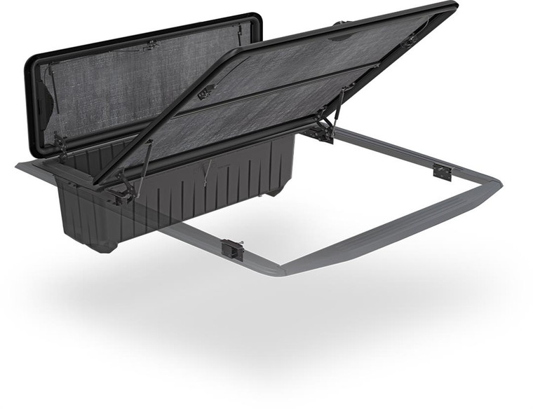 Stowe Cargo Systems Tonneau Cover R265009 Tilt-Up; Lockable; Black; Polyurea Coated Aluminum and Composite; With Crossover Single Lid Toolbox; Toolbox; Also Use New Number R265010
