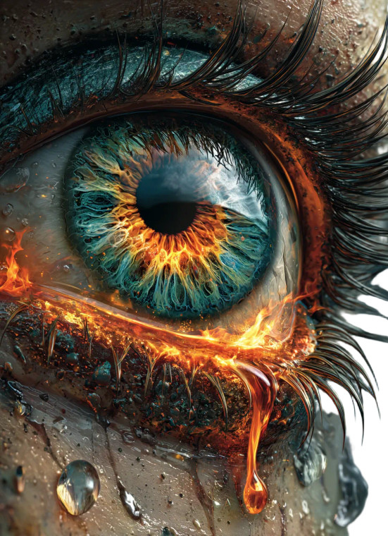 Flaming Tear Eye Vinyl Car Decal Sticker – Waterproof & UV-Resistant 8.533333333333333"