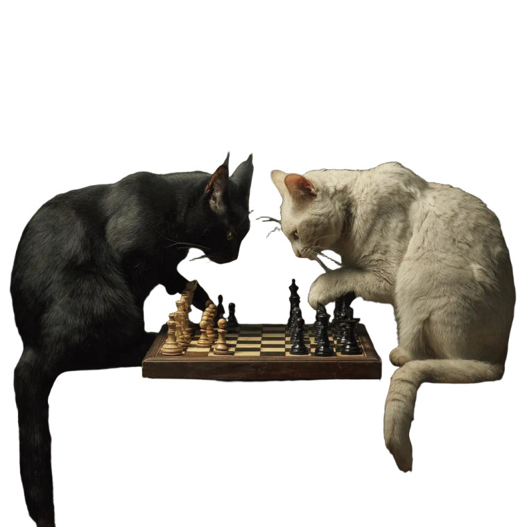 Cats Playing Chess V2 Vinyl Car Decal Sticker – Waterproof & UV-Resistant 6.826666666666667"