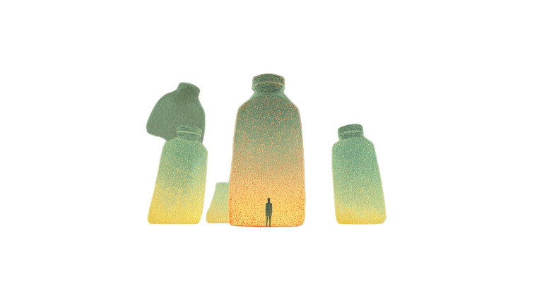 Human In Bottle Vinyl Car Decal Sticker – Waterproof & UV-Resistant 5.4
