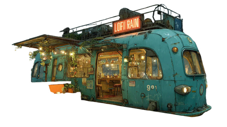 Cyberpunk Lounge Train Vinyl Car Decal Sticker – Waterproof & UV-Resistant 5.4