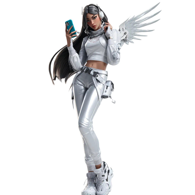 Silver Winged Fortnite Vinyl Car Decal Sticker – Waterproof & UV-Resistant 3.4133333333333336"