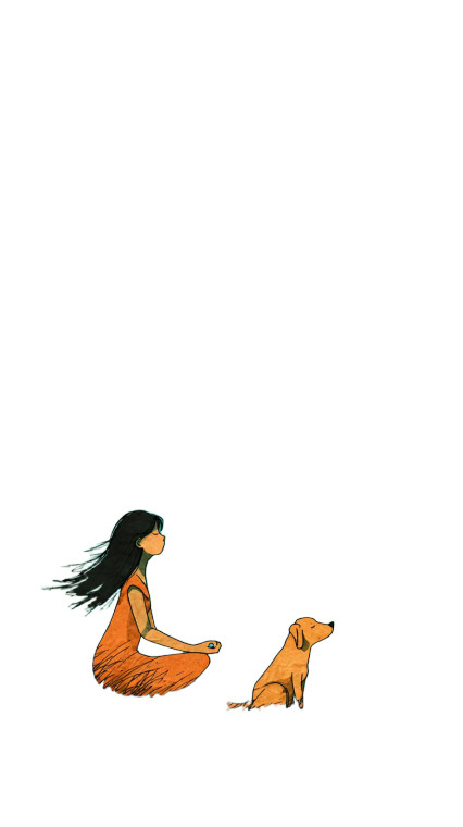 Meditative Girl With Dog Vinyl Car Decal Sticker – Waterproof & UV-Resistant 4.8533333333333335"