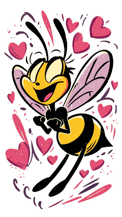 Lovestruck Cartoon Bee Vinyl Car Decal Sticker – Waterproof & UV-Resistant 4.8533333333333335"