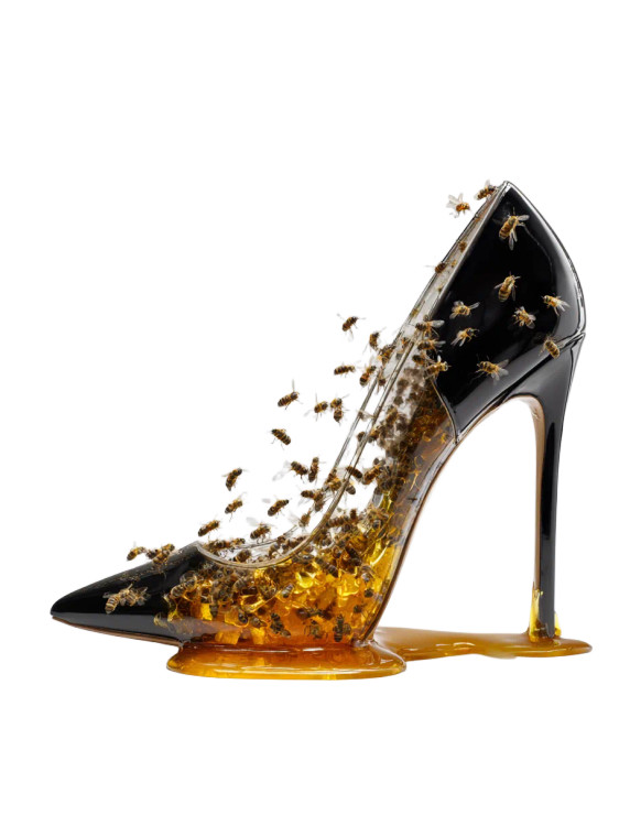 Bees In Heel Vinyl Car Decal Sticker – Waterproof & UV-Resistant 8.213333333333333"