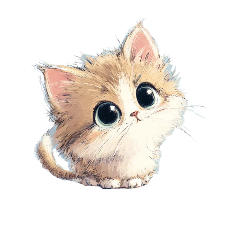 Cute Kitten Illustration V2 Vinyl Car Decal Sticker – Waterproof & UV-Resistant 6.826666666666667"