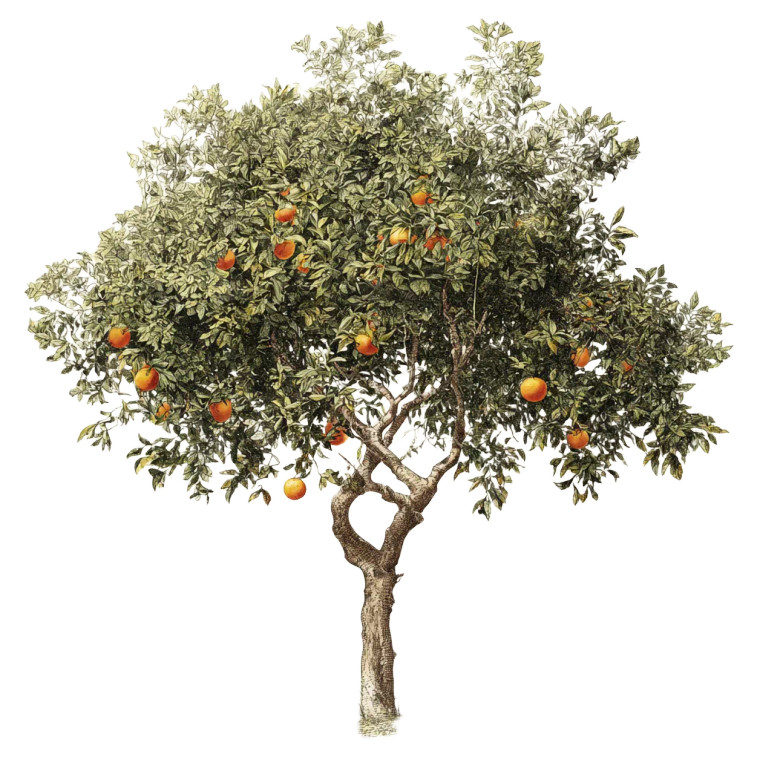 Orange Tree Illustration Vinyl Car Decal Sticker – Waterproof & UV-Resistant 3.4133333333333336"