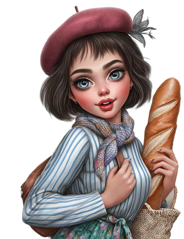 Cute French Girl V2 Vinyl Car Decal Sticker – Waterproof & UV-Resistant 8.32"