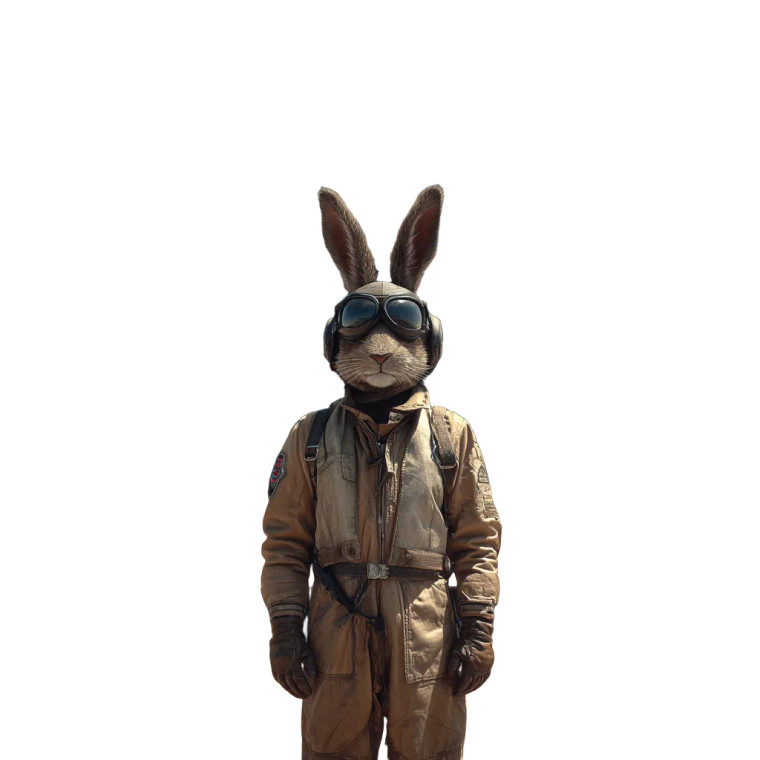 Rabbit Pilot Vinyl Car Decal Sticker – Waterproof & UV-Resistant 3.4133333333333336"