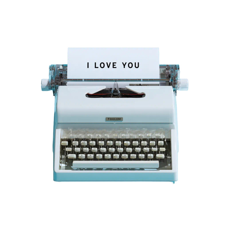 Vintage Love Typewriter Vinyl Car Decal Sticker – Waterproof & UV-Resistant 3.4133333333333336"