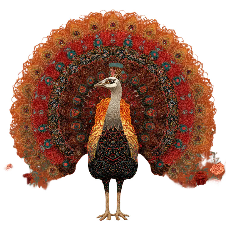 Floral Peacock Display Vinyl Car Decal Sticker – Waterproof & UV-Resistant 6.826666666666667"