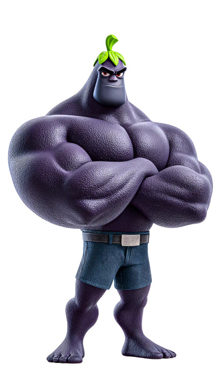 Eggplant Bodybuilder Vinyl Car Decal Sticker – Waterproof & UV-Resistant 4.8533333333333335"