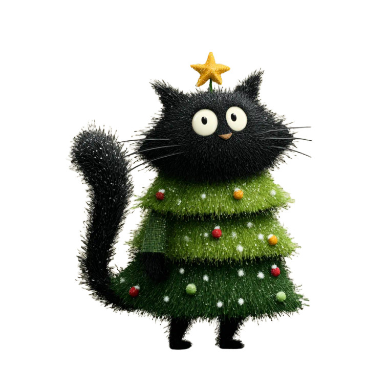 Christmas Cat Costume Vinyl Car Decal Sticker – Waterproof & UV-Resistant 3.4133333333333336"