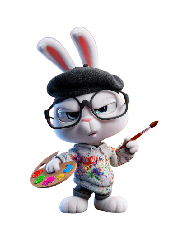 Artistic Rabbit Artist Vinyl Car Decal Sticker – Waterproof & UV-Resistant 8.213333333333333"