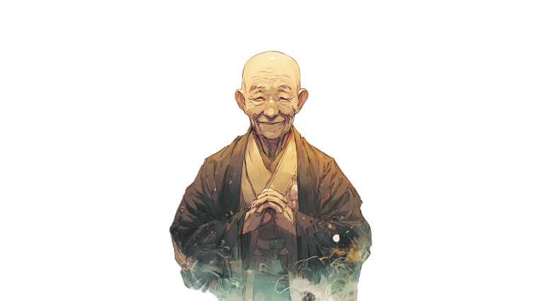 Elderly Buddhist Monk Vinyl Car Decal Sticker – Waterproof & UV-Resistant 2.72"