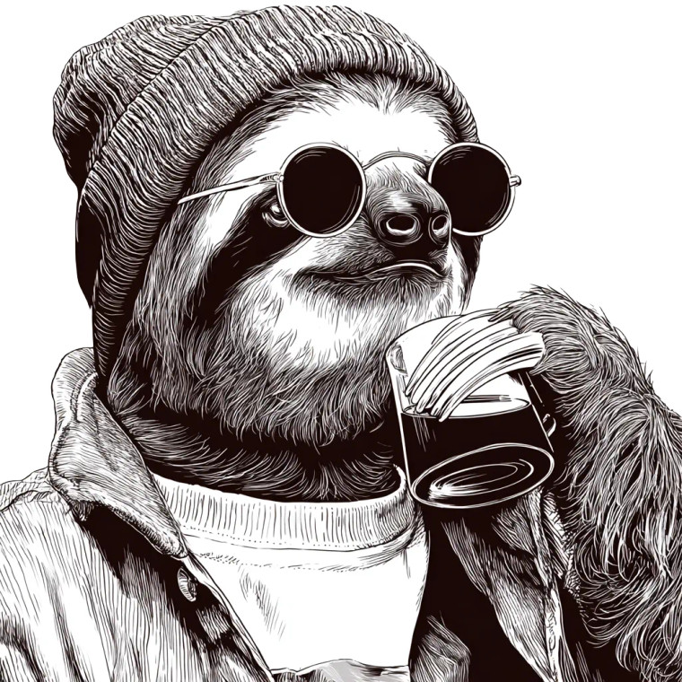 Hipster Sloth Vinyl Car Decal Sticker – Waterproof & UV-Resistant 6.826666666666667"